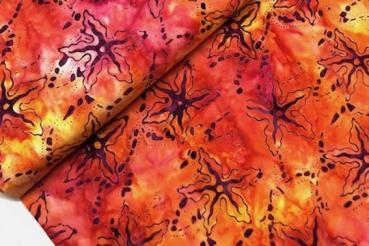 ORANGE - Spring Garden - Batikstoff aus Indonesien